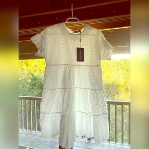 PrettyLittleThing White Smock Dress